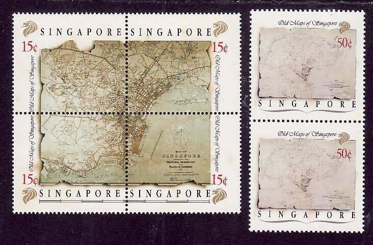 Singapore-Sc#545-7- id7-unused NH set-Maps-1989-