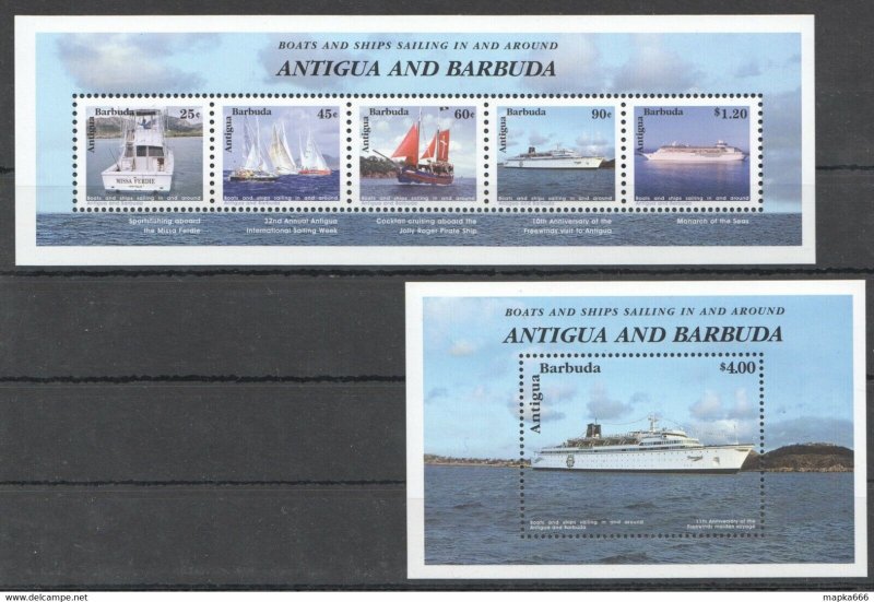 Antigua & Barbuda Ships & Boats Sailing In And Around 1Bl+1Kb ** Stamps Pk311