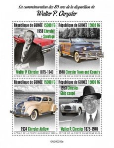 Guinea - 2020 Walter P. Chrysler Anniversary - 4 Stamp Sheet - GU200252a