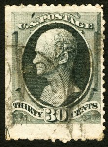 #165 1873-1874 30c Gray Black VF-XF Used, Jumbo Arrow