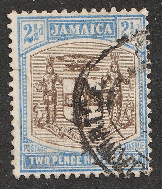 1907 Jamaica Sc# 39 - 2½ Pence, Coat of Arms. Used Cv$9.25