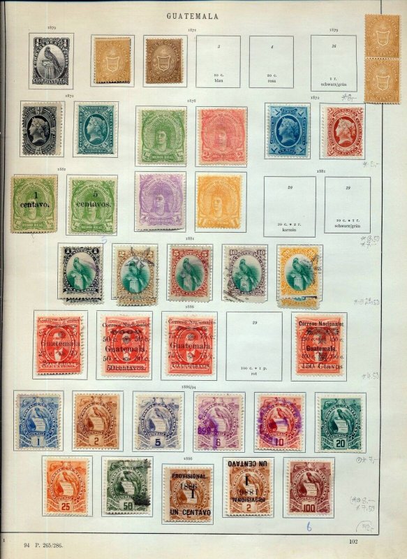 Guatemala 1871/1933 M&U On Old Pages(Appx 100 Items)NS 103