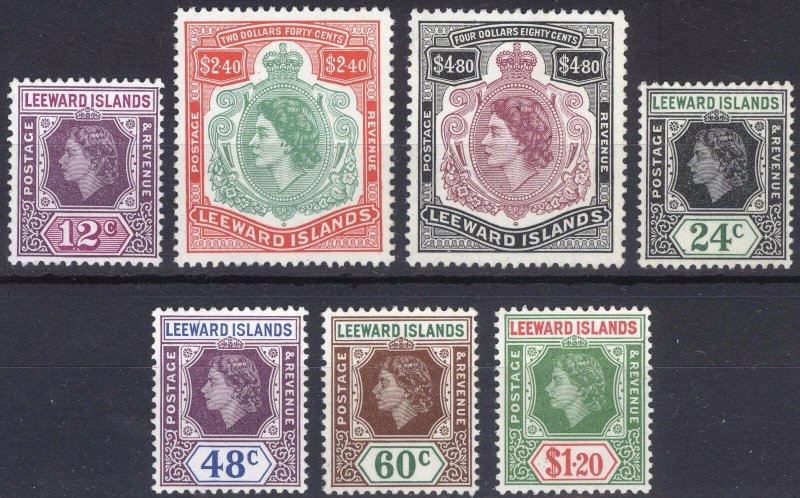 Leeward Is 1954 12c-$4.80 QEII Defin SG 134-140 Sc 141-147 UMM/MNH Cat £51($66)