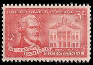 # 1086 MINT NEVER HINGED ALEXANDER HAMILTON     VF+