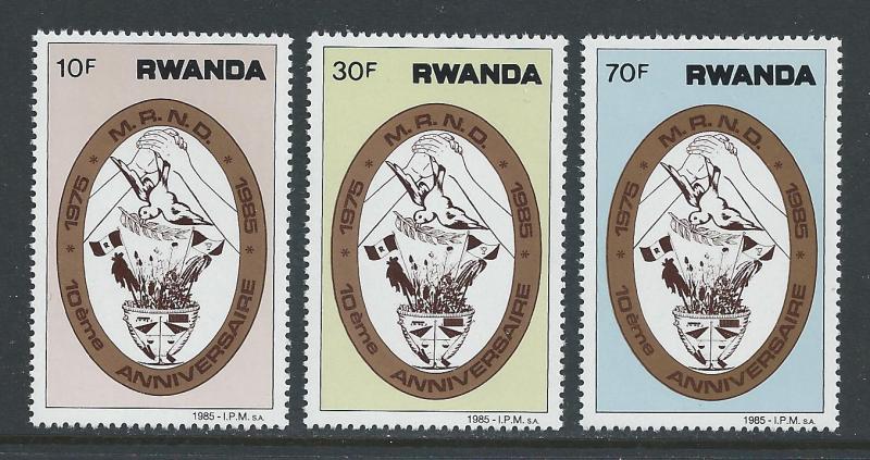 Rwanda #1221-3 NH Anniv Redevelopment Movement