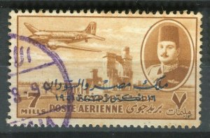 EGYPT; 1952 early AIRMAIL Optd. issue fine used 7m. value