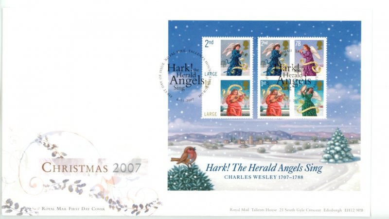 Great Britain 2007 Christmas Souvenir Sheet FDC   Sc# 2523