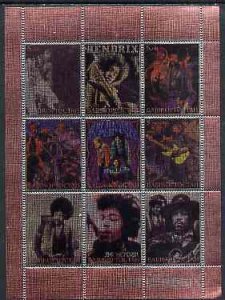 BASHKIRIA - 2000 - Jimi Hendrix - Perf 9v Sheet -Mint Never Hinged-Private Issue