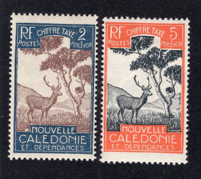 New Caledonia 1928 2c & 5c Sambar Postage Due, Scott J19, J21 MH, value = 85c