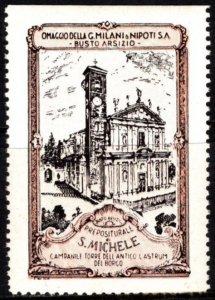 Vintage Italy Poster Stamp St. Michael Bell Tower Ancient Castrum Of Village