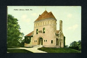 Picture Post Card of Bath Public Library from Bath, Maine dated 9-4-1913