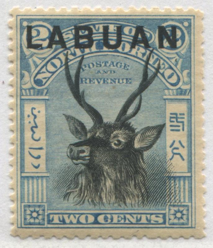 Labuan overprinted on North Borneo 1897 2 ¢ light blue & black perf 14 mint o.g.