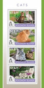 SOLOMON IS. - 2015 - Cats - Perf 4v Sheet - Mint Never Hinged