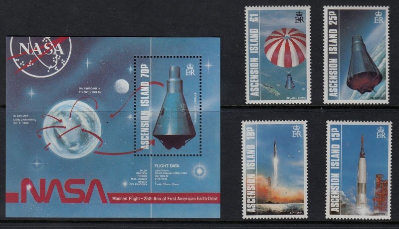 Ascension Sc 420-4 NH issue of 1987 - Set+Souvenir Sheet - Space 