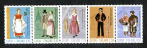 FINLAND 522a MNH STRIP/5 SCV $12.50 BIN $7.50 COSTUMES