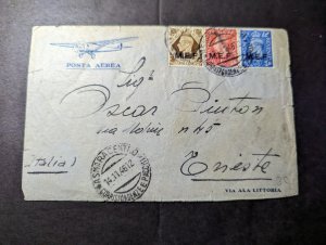 1946 British Somalia MEF Overprint Folded Letter WWII Cover POW to Trieste Italy