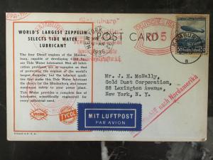 1936 Hamburg Germany to US Hindenburg Zeppelin PC cover Veedol Oil Company 2