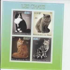 2013 Mali Domestic Cats MS4 (Scott NA) MNH