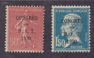 France 256-57 Mint OG 1930 Interlantional Labor Bureau 48 Congress Overprinted
