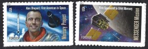 United States #4527-28 Forever (44¢) Mercury & Messenger Mission. 2 singles. MNH