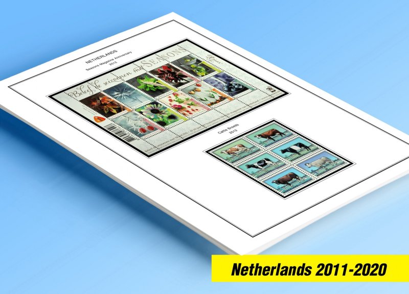 COLOR PRINTED NETHERLANDS 2011-2020 STAMP ALBUM PAGES (159 illustrated pages)