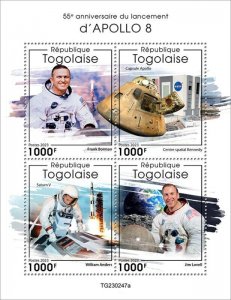 Togo - 2023 Apollo 8 Launch Anniversary, Astronauts - 4 Stamp Sheet - TG230247a