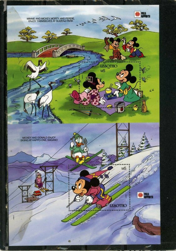 LESOTHO 1991 DISNEY PHILA NIPPON'91 SET OF 2 S/S MNH 