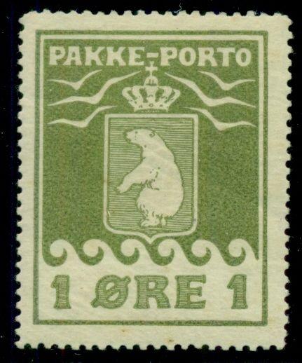 GREENLAND #Q1a 1ore Pakke Porto, p. 12 1/2, VLH, Scott $600.00