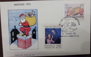 D)1974, ARGENTINA, FIRST DAY COVER, ISSUE, CHRISTMAS PAINTINGS, V. CAMPANELLA,
