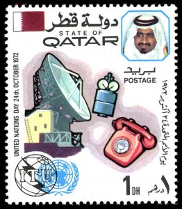 QATAR Sc 323 MNH - 1972 1d  Communication technology-ITU & UN Emblems