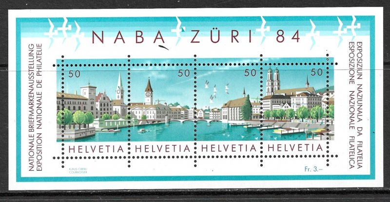 SWITZERLAND 1984 NABA-ZURI 84 Stamp Show Souvenir Sheet Sc 749 MNH