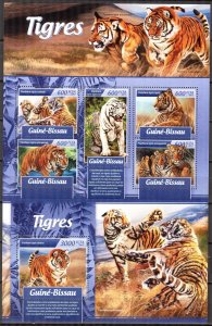 Guinea Bissau 2017 Wild Cats Tigers sheet + S/S MNH