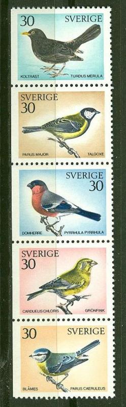 Sweden # 873-77  Birds - strip of 5 (1) Mint NH