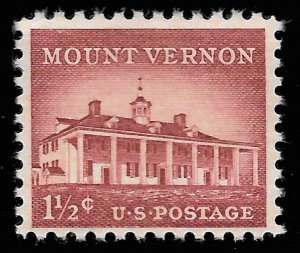 Scott 1032  1 1/2¢ Mount Vernon Single, MNH
