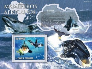 S. TOME & PRINCIPE 2010 - Animals of Africa - Whales S/s - Mi 4482/BL.770