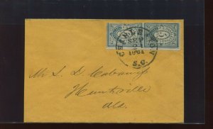 Confederate States 16X1 Charleston PM Provisional Used Pair of Stamps on Cover