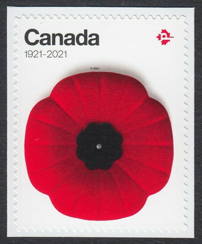 WWI = REMEMBRANCE POPPY - 100th Anniversary = Booklet stamp MNH Canada 2021  | Canada, Stamp