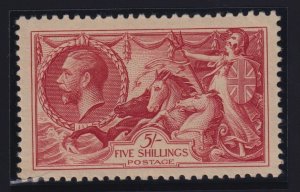 Great Britain Sc #223 (1934) 5/- carmine Seahorse Re-Engraved Mint VF NH SG 451