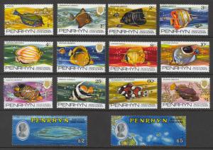 Penrhyn Island Sc# 50-63 MNH 1974-1975 Various Fish, View of Penrhyn