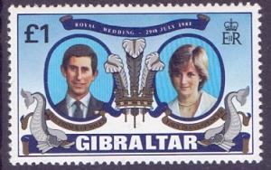 Gibraltar  #406 1981  MNH   Royal wedding