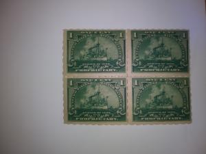 SCOTT # RB 25 MINT NEVER HINGED REVENUE BLOCK OF 4 PRINTED 1898 !