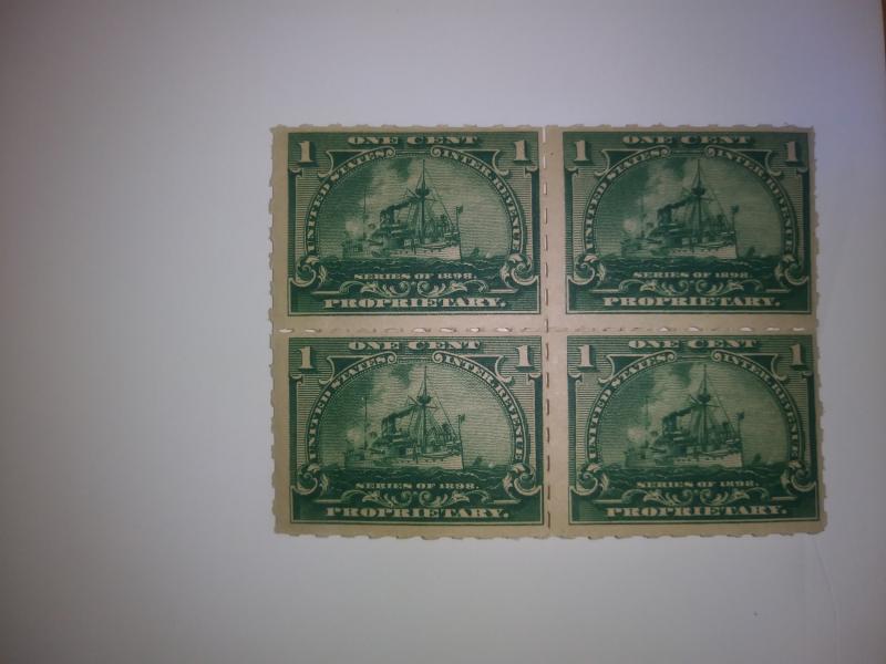 SCOTT # RB 25 MINT NEVER HINGED REVENUE BLOCK OF 4 PRINTED 1898 !