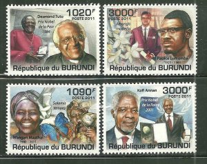 Burundi MNH 991-4 Famous Africans 2011 SCV 15.00