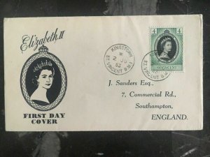 1953 St Vincent First Day Cover FDC QE II Queen Elizabeth coronation To England