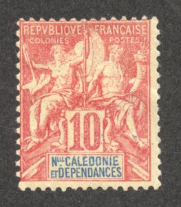 New Caledonia Scott 46 Unused HR - 1900 10c Navigation and Commerce - SCV $11.00