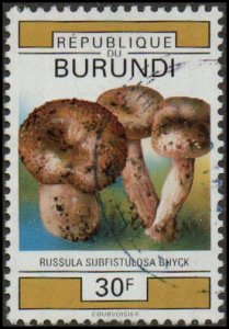 Burundi 688 - Used - 30fr Russula sp. Mushroom (1992) (cv $0.90) +