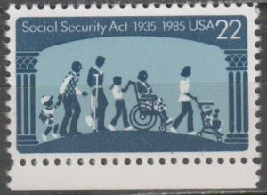 #2153, Single. Social security Act MNH, '22 cent'