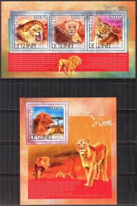 Guinea 2014 Wild Cats Lions Sheet + S/S MNH