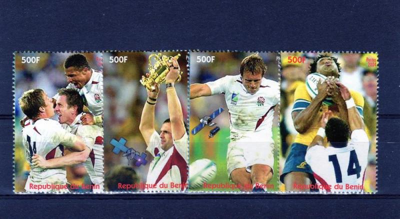 Benin 2003 Rugby World Cup 2003-Space Set(4)Perf.# Ben1/4C 