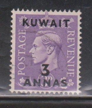 KUWAIT Scott # 77 Used - KGVI Stamp Of Great Britain With Overprint